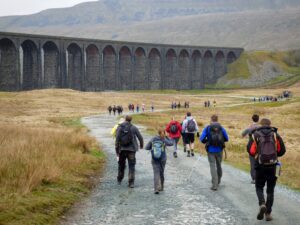 Yorkshire three peaks route towards Ribblehead Viaduct