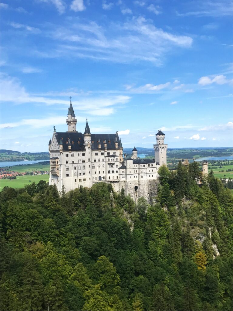 The view of Neuschwanstein Castle from Mary's Bridge