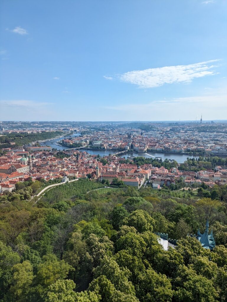 Best viewpoints in Prague as seen from the top of Petrin Tower