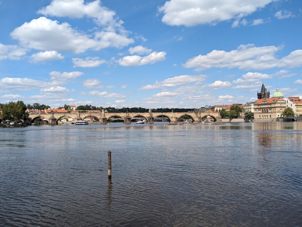 best photo spots in Prague looking across the river