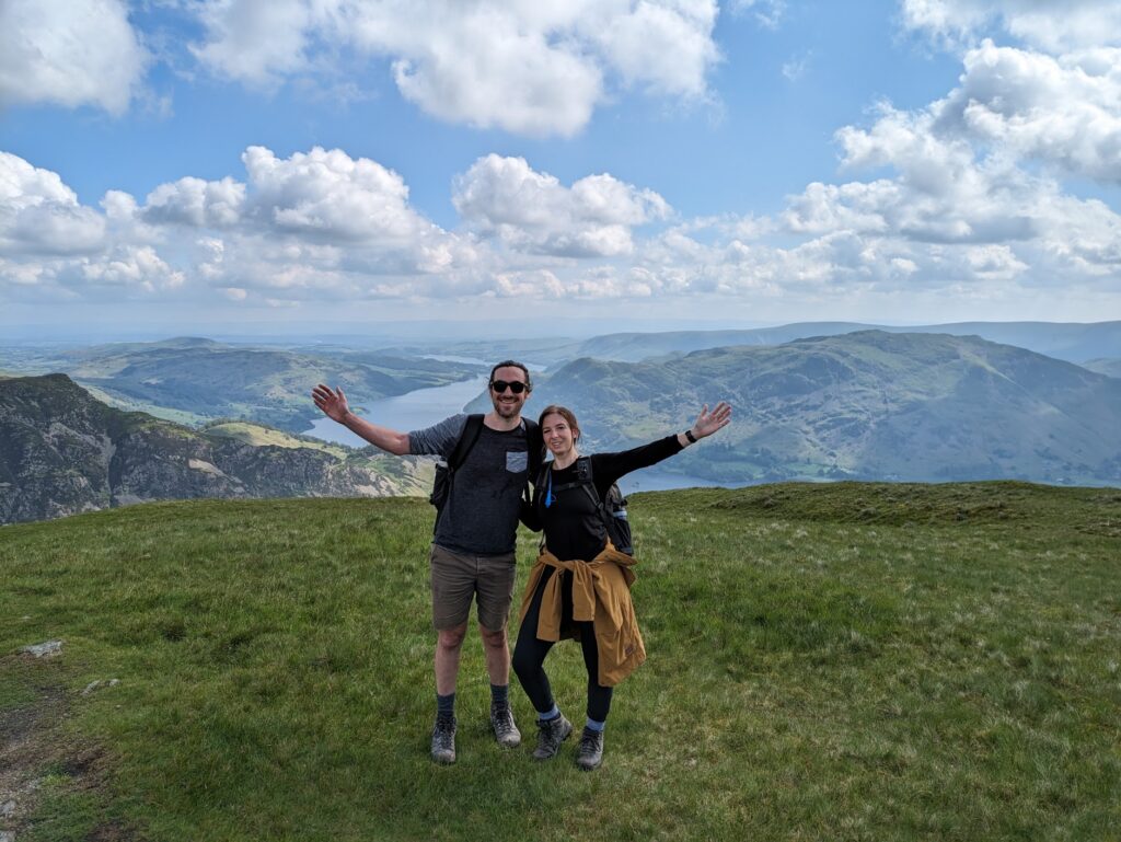 Hiking Helvellyn via Striding Edge - the top of Birkhouse Moor