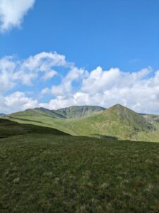 Hiking Helvellyn via Striding Edge - views of Helvellyn and Catseye Cam