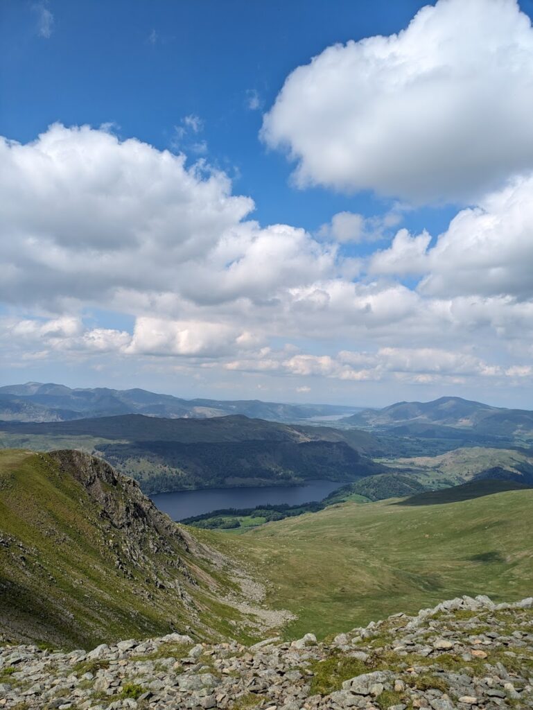 Hiking Helvellyn via Striding Edge - view from the summit