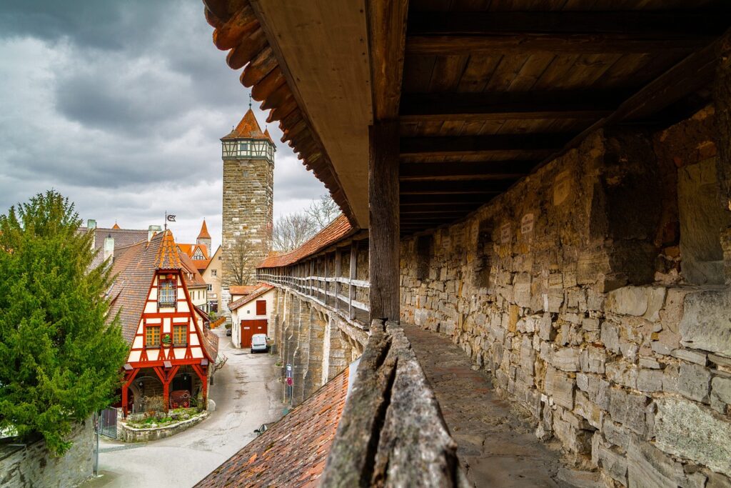 things to do in Rothenburg ob der Tauber include exploring the old town walls above the town