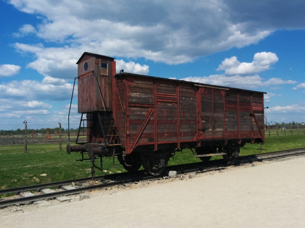 The cattle truck which transported prisoners to camp