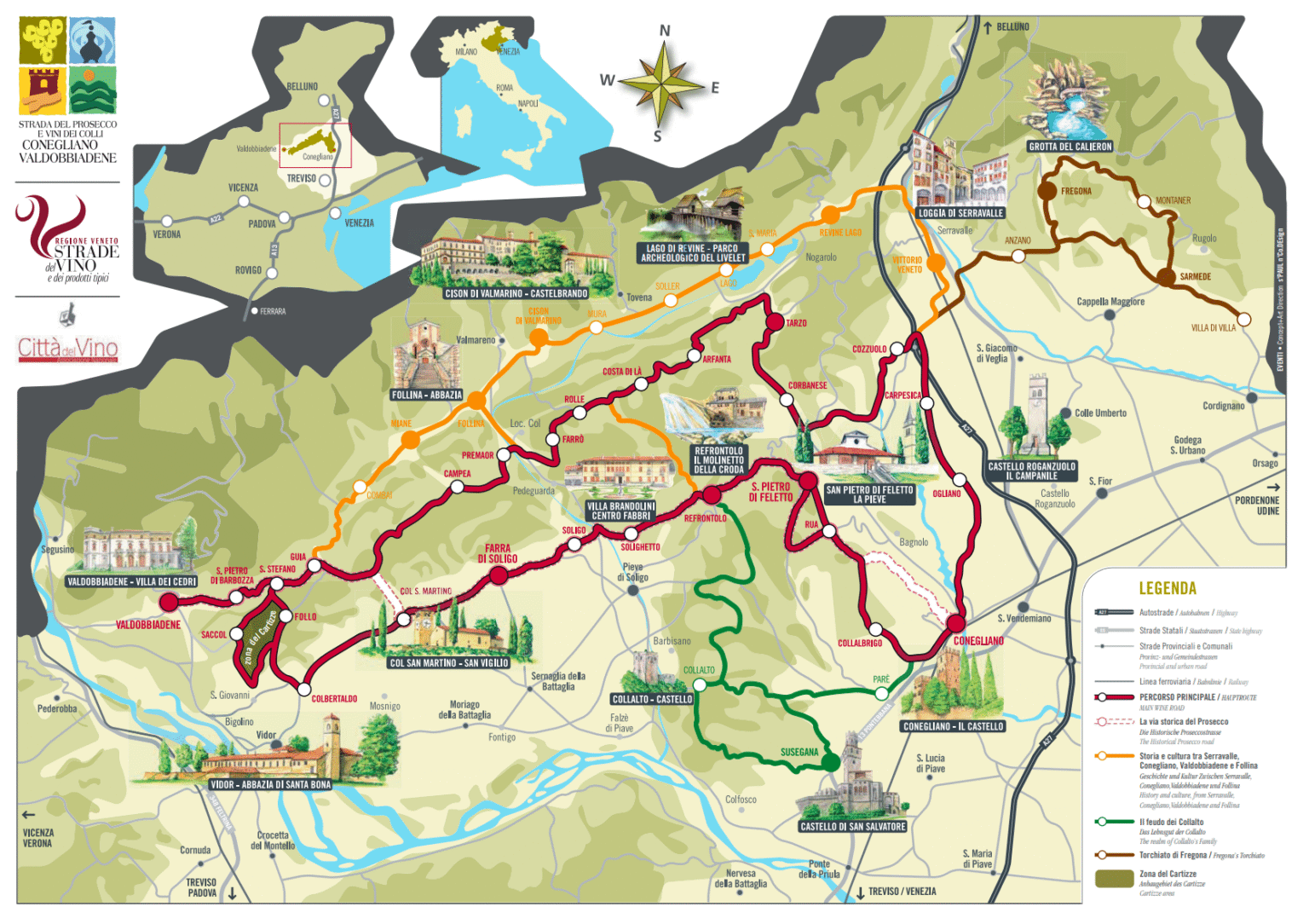 Prosecco Road Itinerary Map